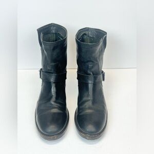 Frye Black Leather Ankle Boots